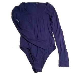 Ambiance Navy scoop neck knit bodysuit